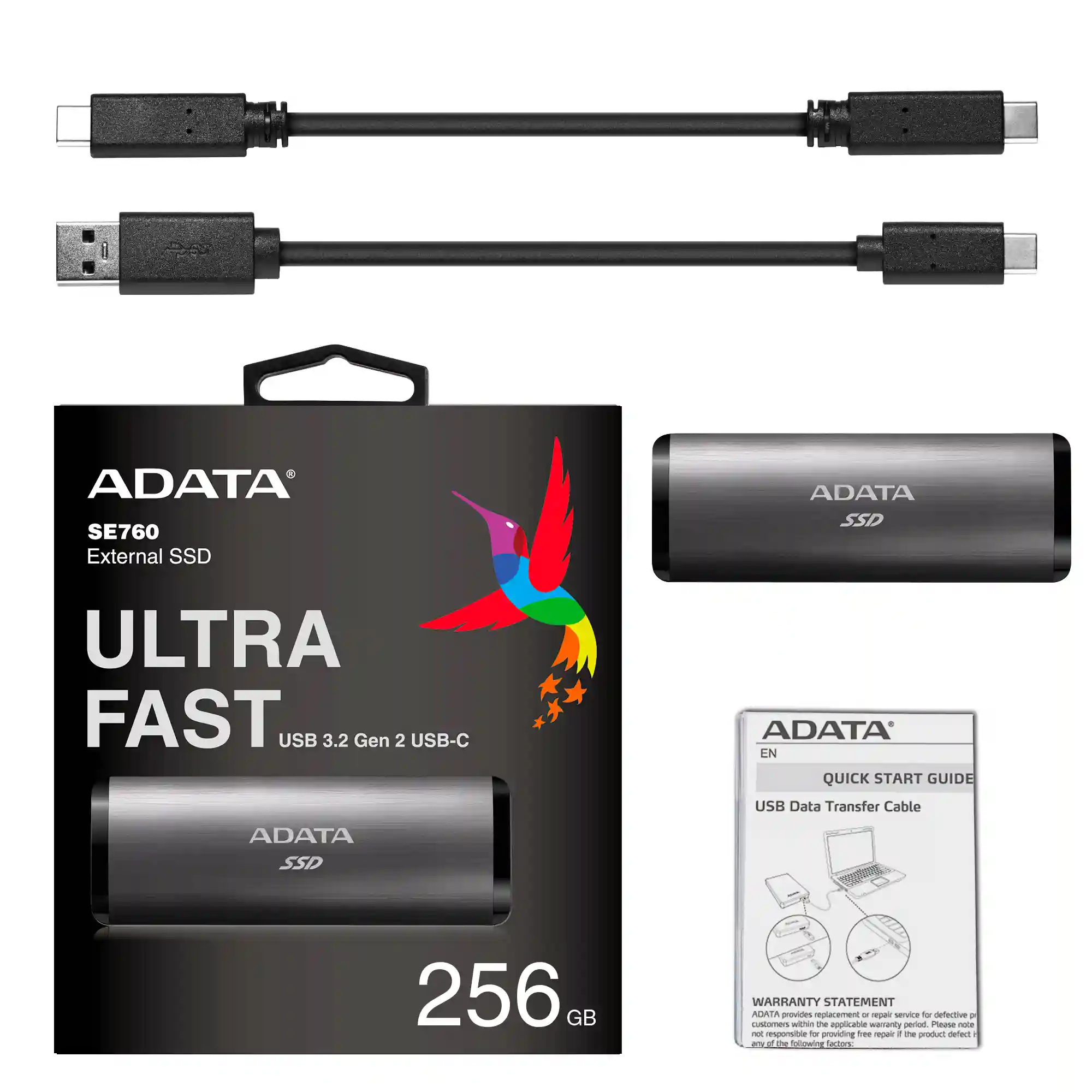 Внешний SSD диск ADATA SE760 256GB USB 3.2 Type-C (ASE760-256GU32G2-CTI)