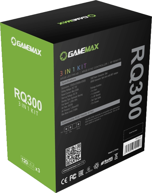 Комплект вентиляторов для корпуса GAMEMAX Rainbow AR 3x12CM (RQ300 kit)