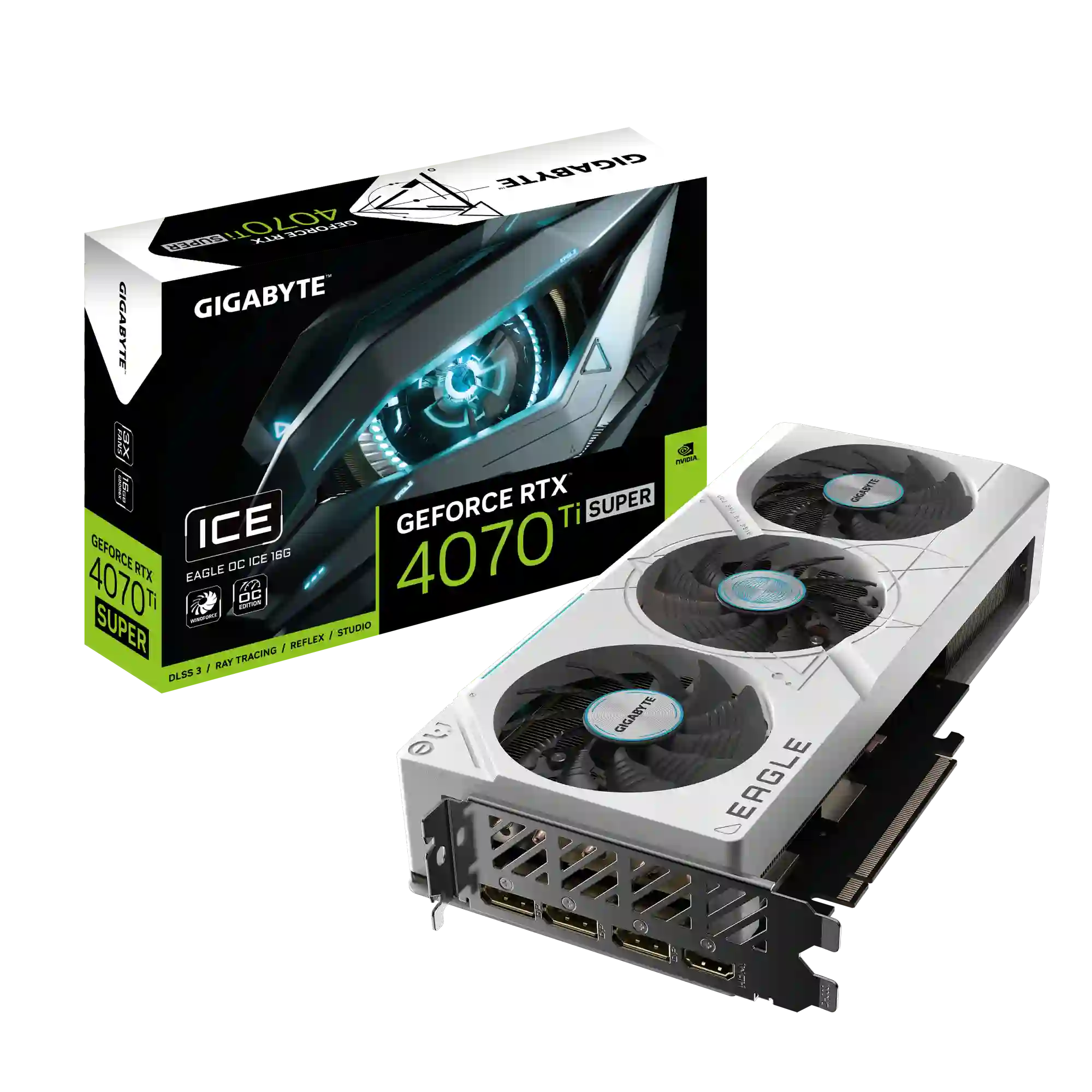 Видеокарта GIGABYTE GeForce RTX 4070 Ti Super Eagle OC Ice 16G (GV-N407TSEAGLE OC ICE-16GD)