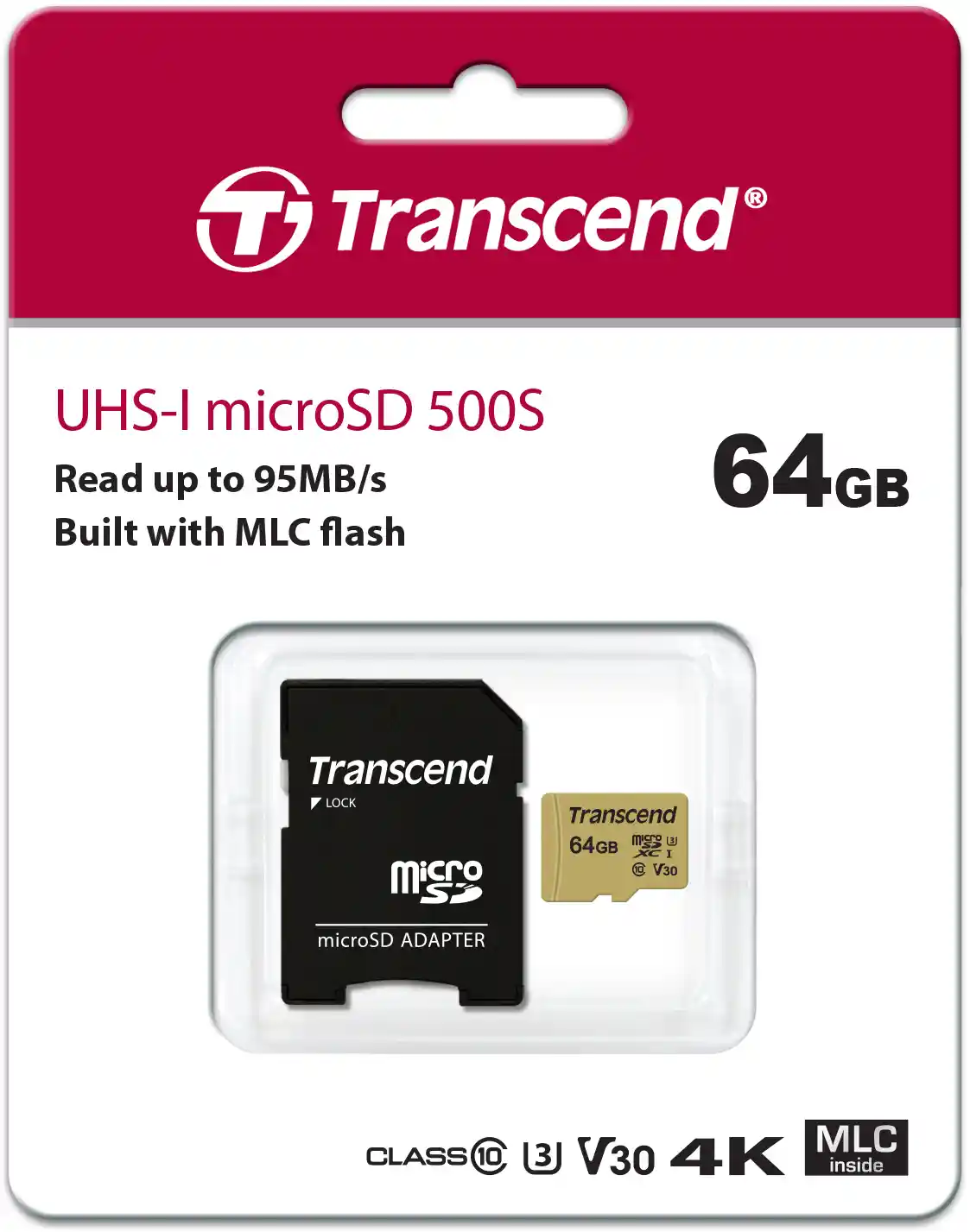 Карта памяти TRANSCEND 500S microSDXC 64GB TS64GUSD500S
