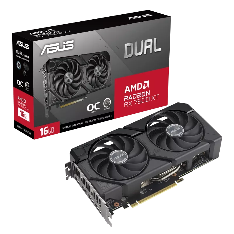 Видеокарта ASUS Radeon DUAL RX 7600 XT OC 16GB (90YV0K21-M0NA00)