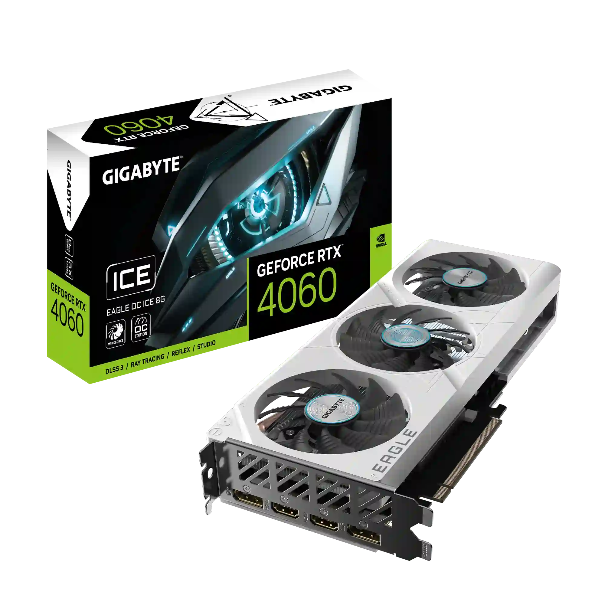 Видеокарта GIGABYTE GeForce RTX 4060 Eagle OC Ice 8Gb (GV-N4060EAGLEOC ICE-8GD)