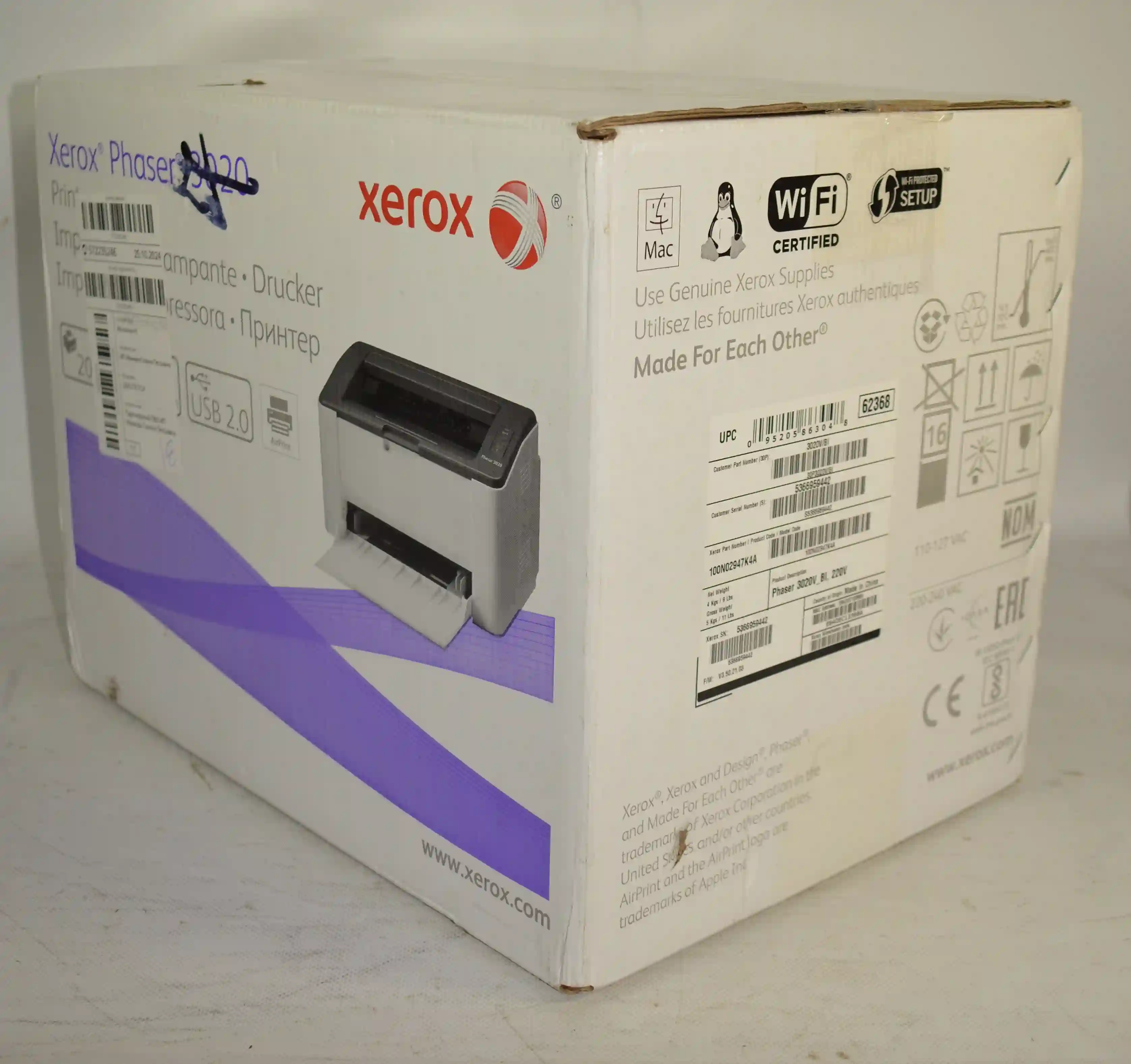 Принтер лазерный XEROX Phaser 3020V_BI (3020V_BI) k6 000011032