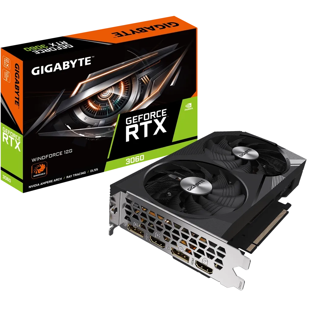 Видеокарта GIGABYTE Nvidia GeForce RTX 3060 Windforce 12Gb (GV-N3060WF2-12GD)