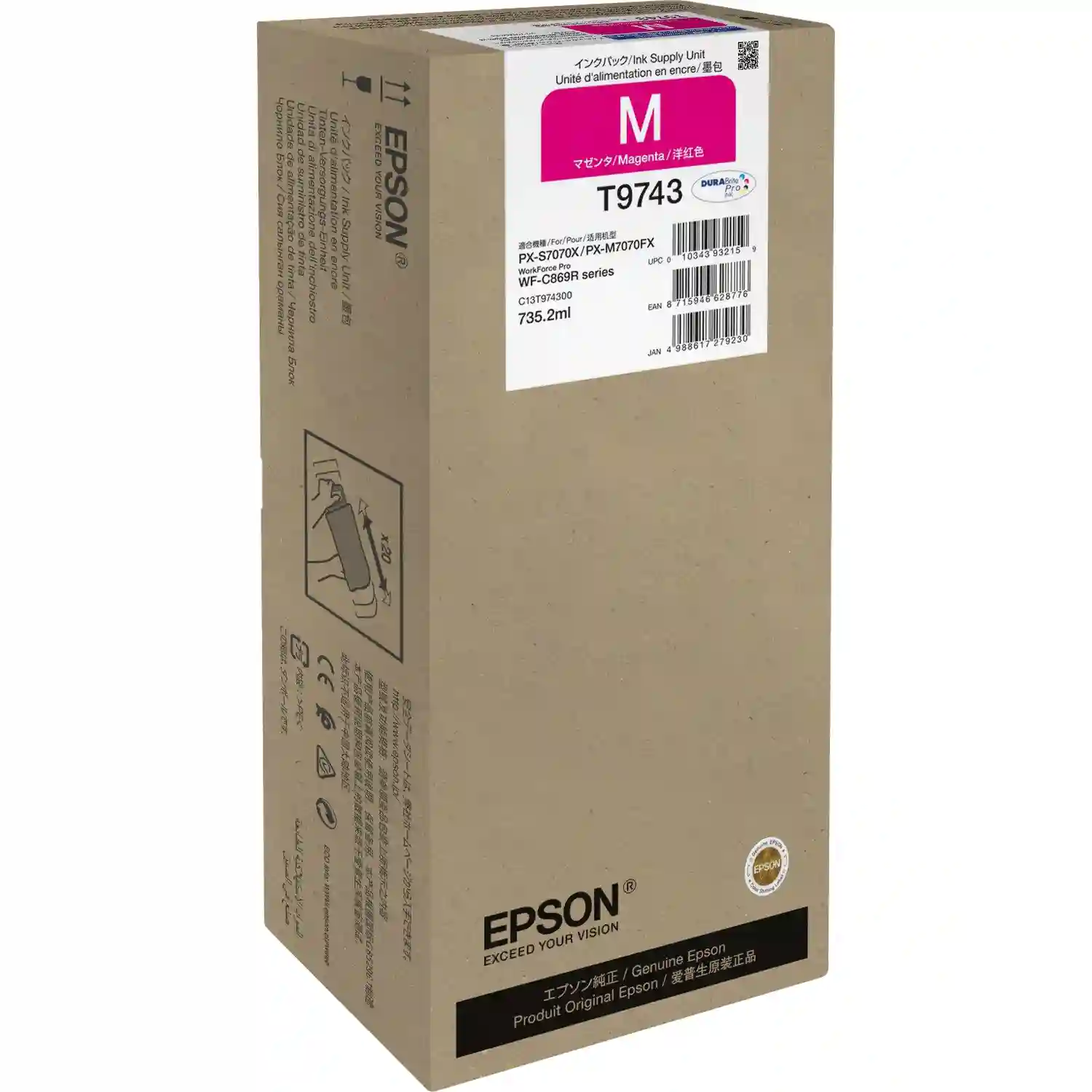 Картридж для струйного принтера EPSON T9743 Magenta (C13T974300) картридж hp magenta ce413a