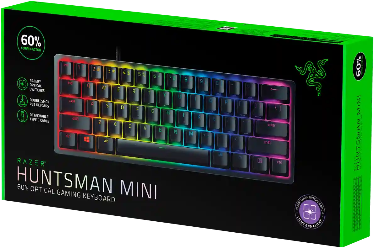 Клавиатура игровая RAZER Huntsman Mini Black (Clicky Optical Switch Purple) (RZ03-03391500-R3R1)