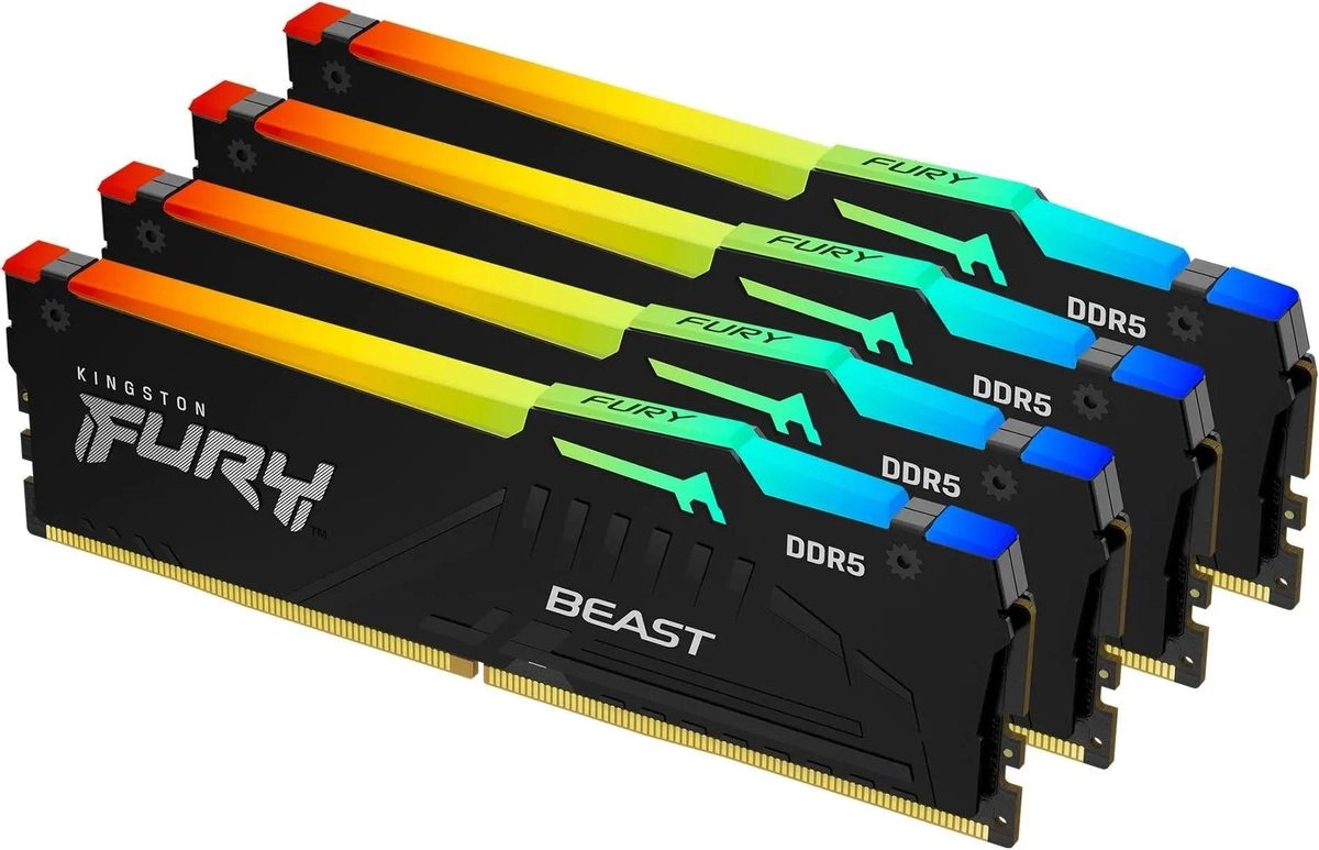 Оперативная память KINGSTON FURY Beast RGB DIMM DDR5 64GB (4x16GB) 5200 MHz (KF552C40BBAK4-64)