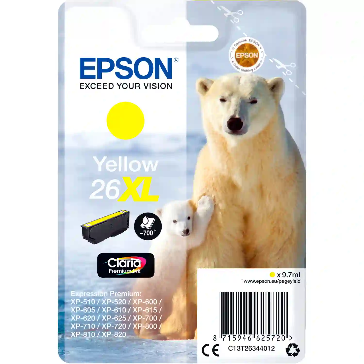 Картридж для струйного принтера EPSON T2634 Yellow XL (C13T26344012)