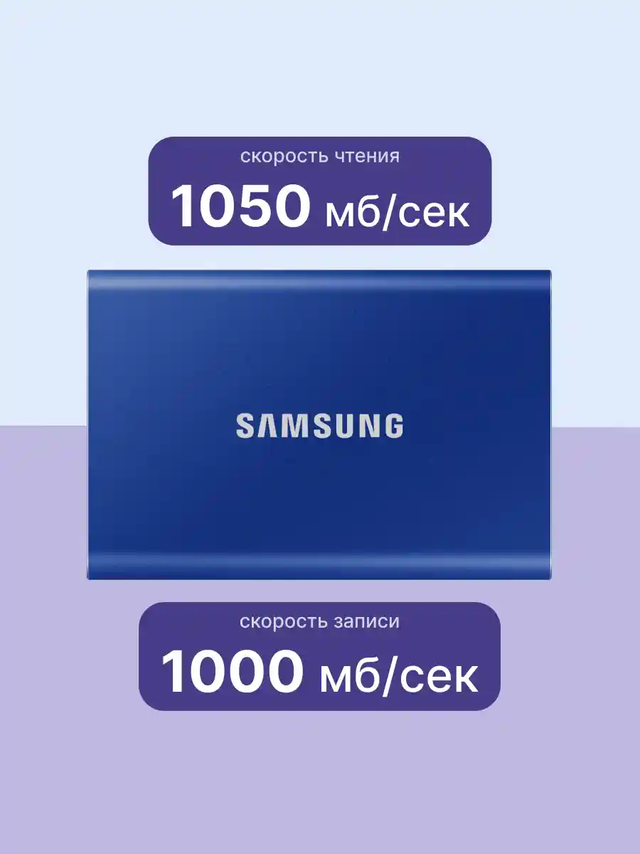 Внешний SSD диск SAMSUNG T7 2TB, USB Type-C, Blue (MU-PC2T0H/WW) PI