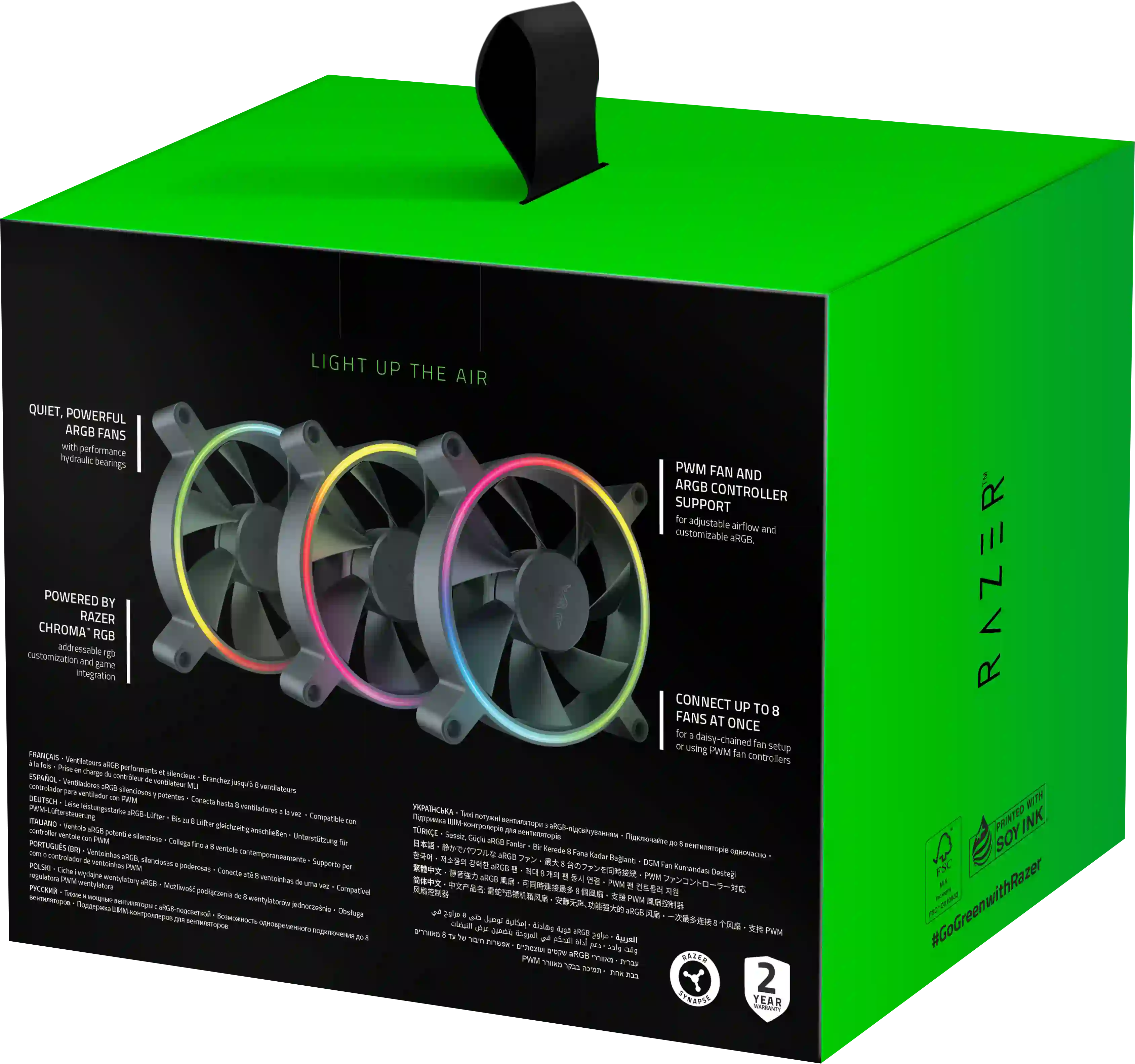 Комплект вентиляторов для корпуса RAZER Kunai Chroma RGB 140MM LED PWM (RC21-01810100-R3M1)