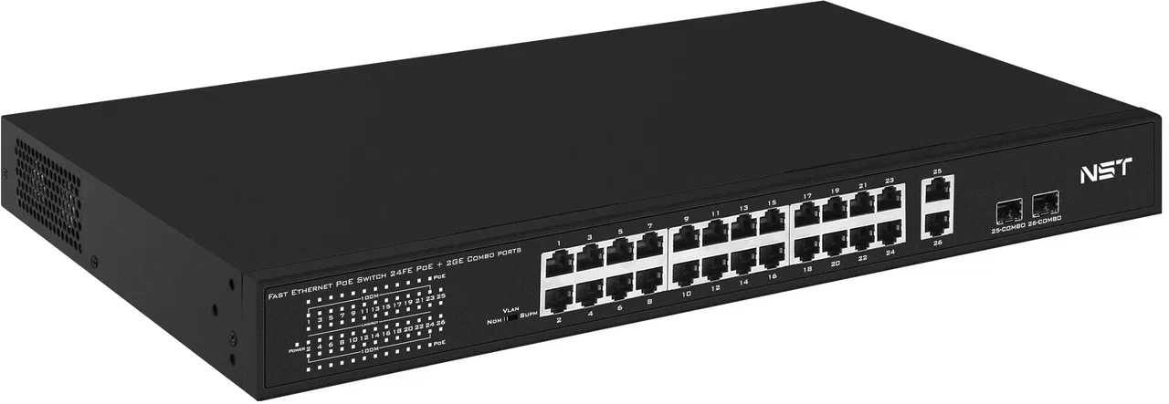 PoE-коммутатор NST Fast Ethernet RJ45x24 (NS-SW-24F2G-P)