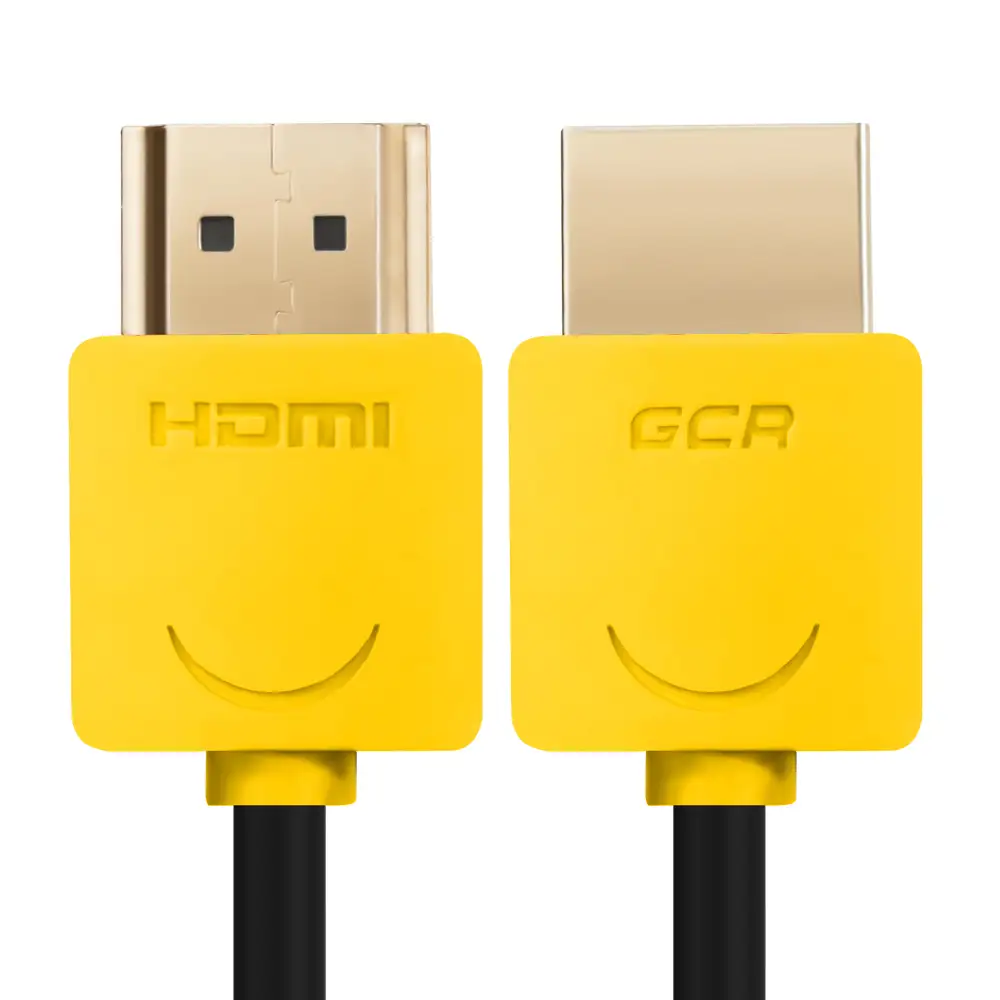 Видеокабель GREENCONNECT HDMI SLIM (GCR-51484) 0.5m, желто-черный