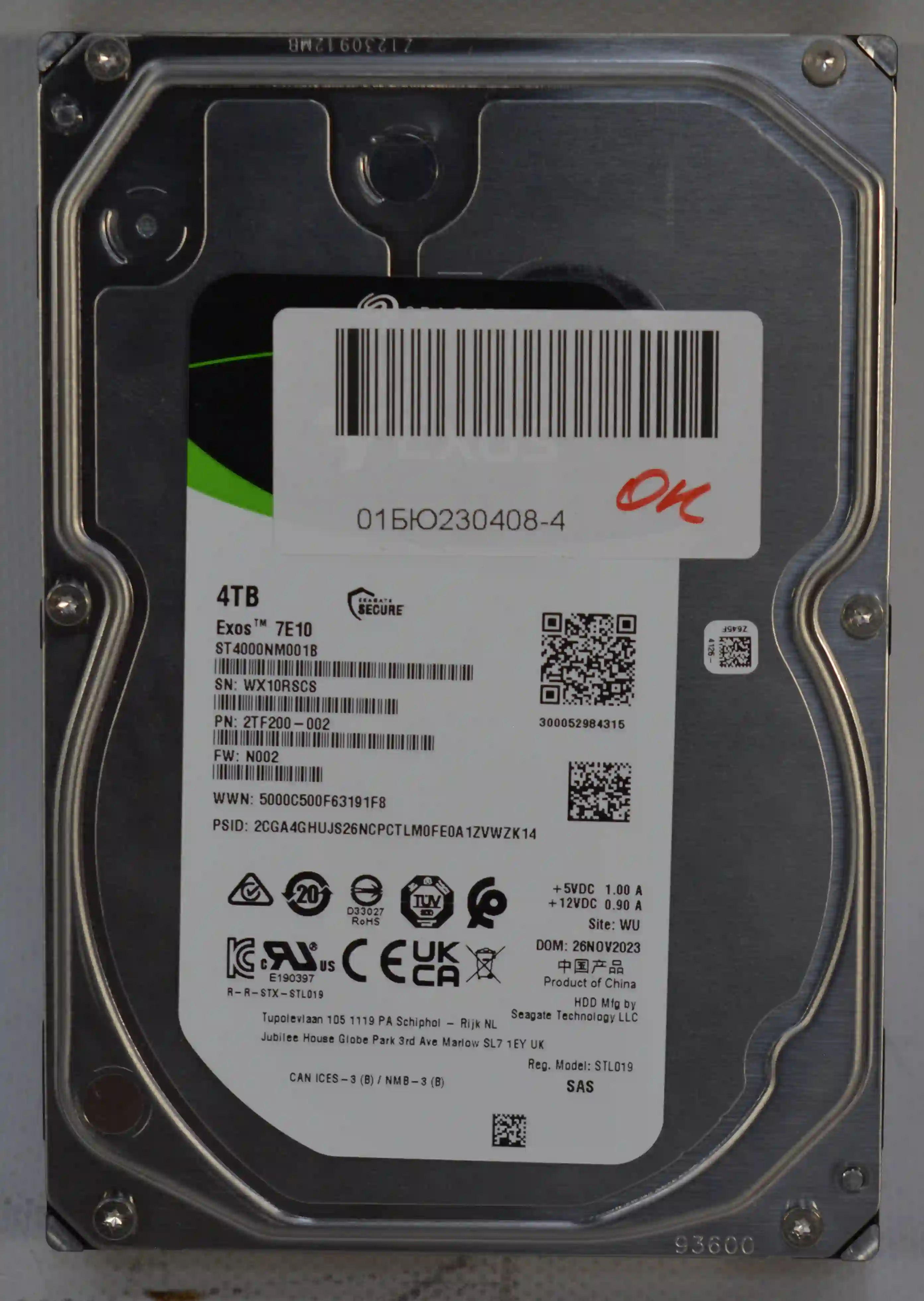 Внутренний HDD диск SEAGATE Exos 7E10 4TB, SAS, 3.5" (ST4000NM001B) k5 000008347