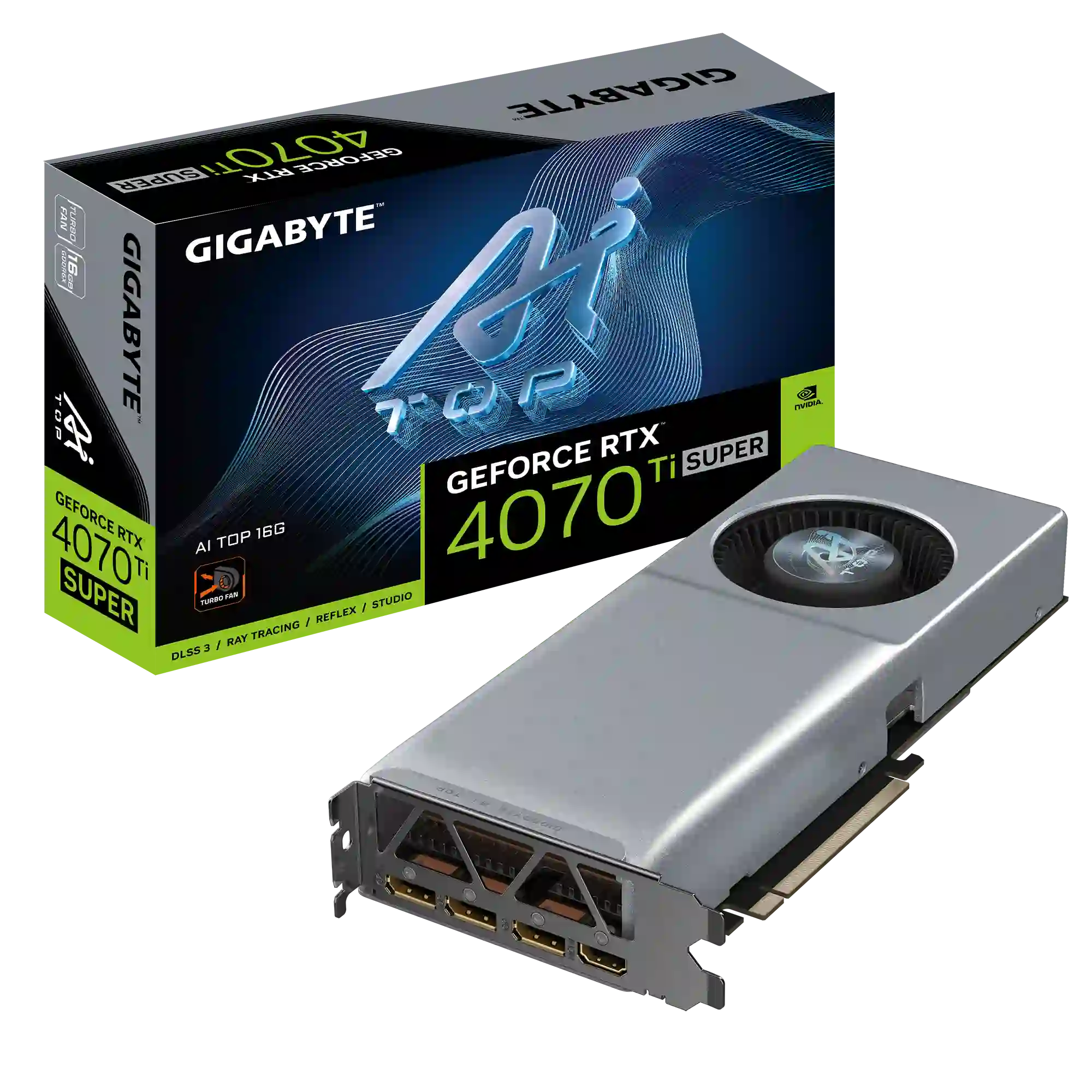 Видеокарта GIGABYTE GeForce RTX 4070 Ti Super AI TOP 16Gb (GV-N407TSAI TOP-16GD)