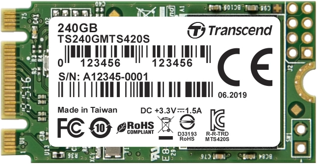 Внутренний SSD диск TRANSCEND 420S 240GB, SATA3, M.2 (TS240GMTS420S)