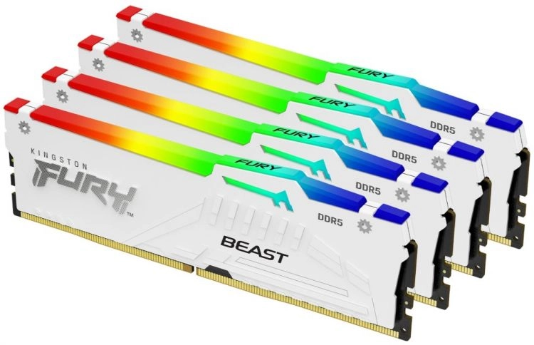 Оперативная память KINGSTON FURY Beast White RGB DIMM DDR5 64GB (4x16GB) 5200 MHz (KF552C40BWAK4-64)