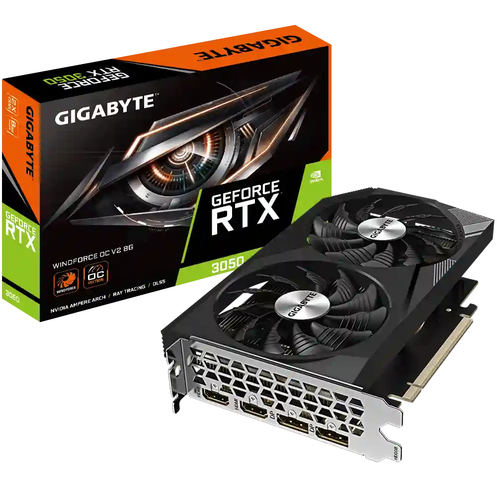 Видеокарта GIGABYTE GeForce RTX 3050 WindForce 8GB (GV-N3050WF2OCV2-8GD)