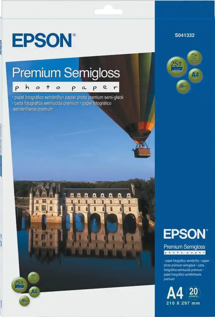 

Фотобумага EPSON Premium Semigloss Photo Paper, A4 (C13S041332)