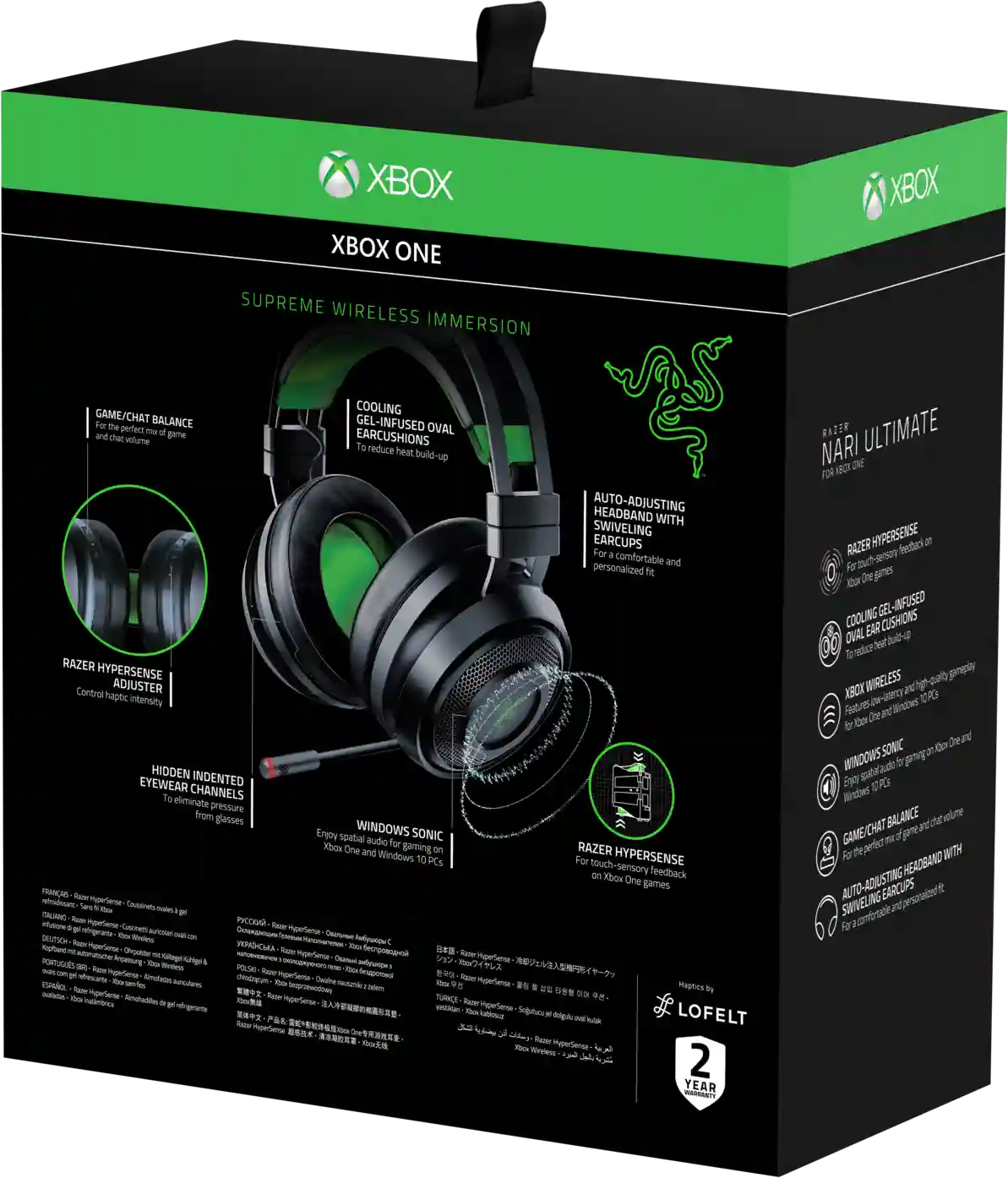 Гарнитура игровая RAZER Nari Ultimate for Xbox One Black/Green (RZ04-02910100-R3M1)