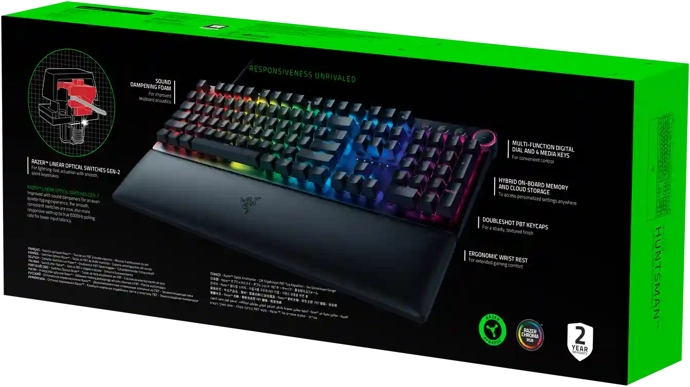 Клавиатура игровая RAZER Huntsman V2 (Linear Optical Switch - Red) (RZ03-03930700-R3R1)