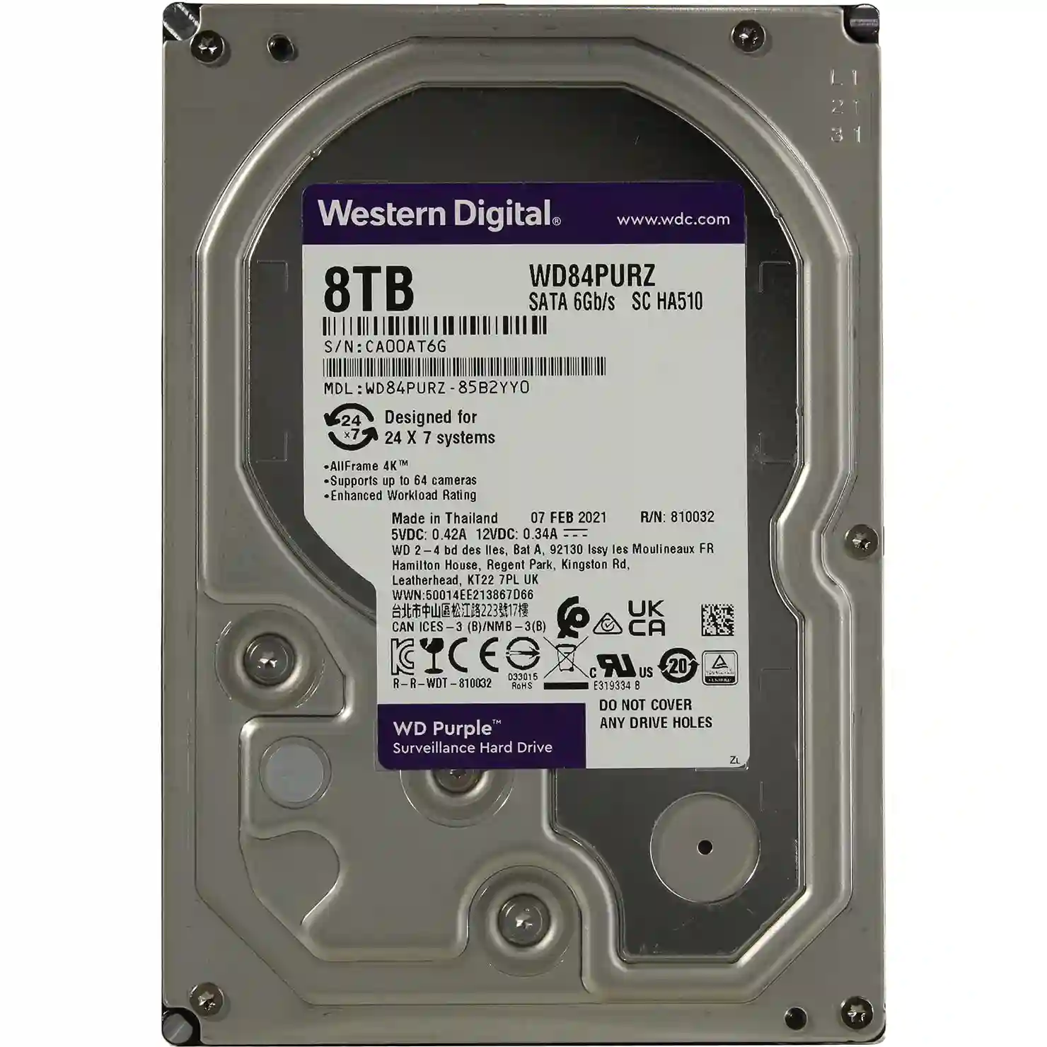 Внутренний HDD диск WD Purple 8TB, SATA3, 3.5