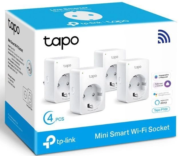 Умная розетка TP-LINK TPL-Tapo P100(4-pack) Mini Smart