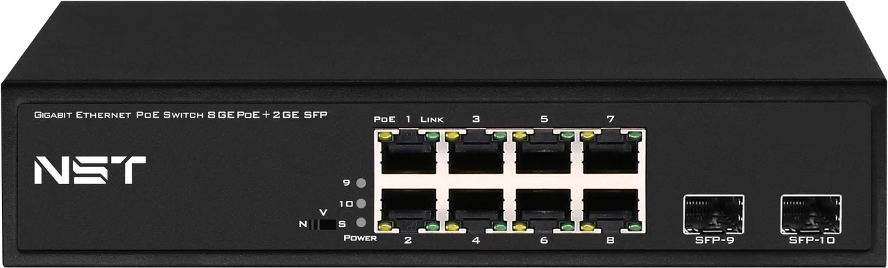 PoE-коммутатор неуправляемый NST Fast Ethernet (NS-SW-8G2G-P)