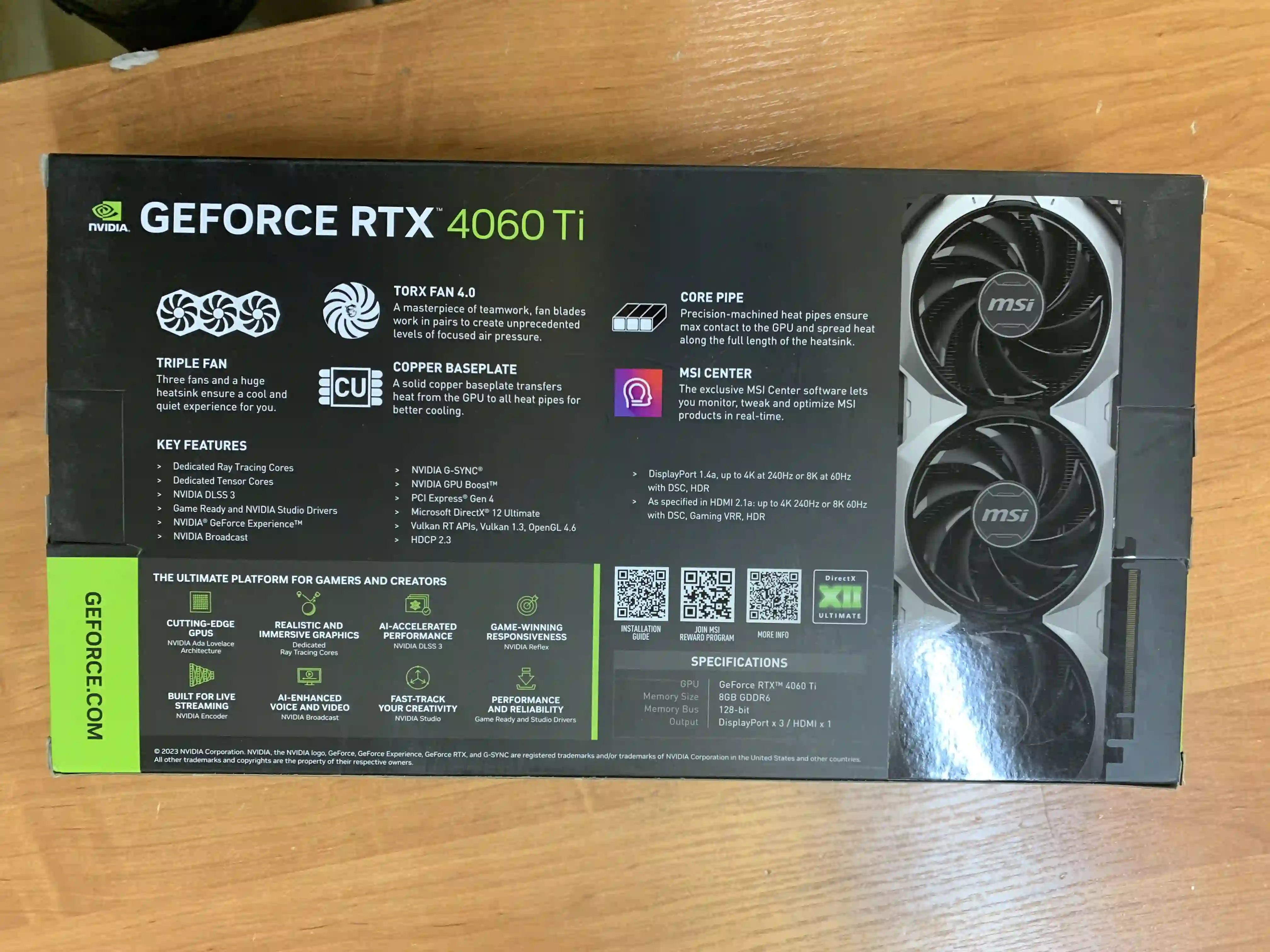 Видеокарта MSI GeForce RTX 4060 Ti Ventus 3X E 8G OC k5