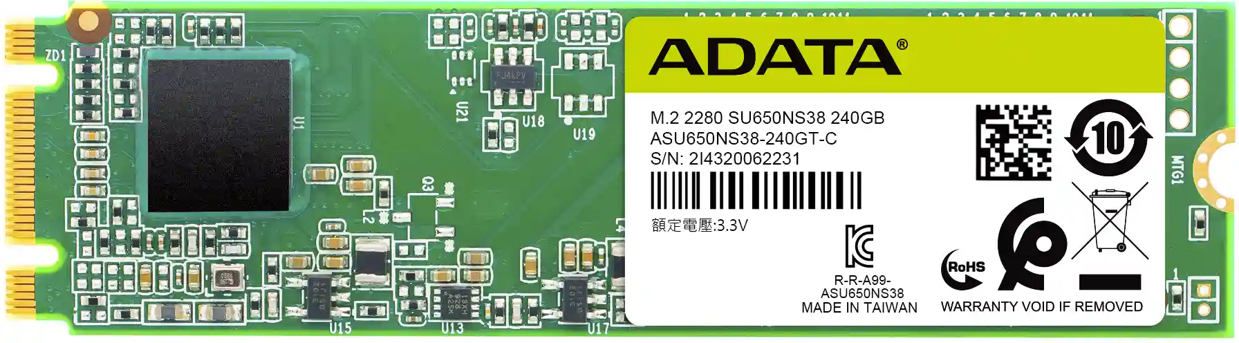 Внутренний SSD диск ADATA Ultimate SU650 240GB, SATA3, M.2 (ASU650NS38-240GT-C)