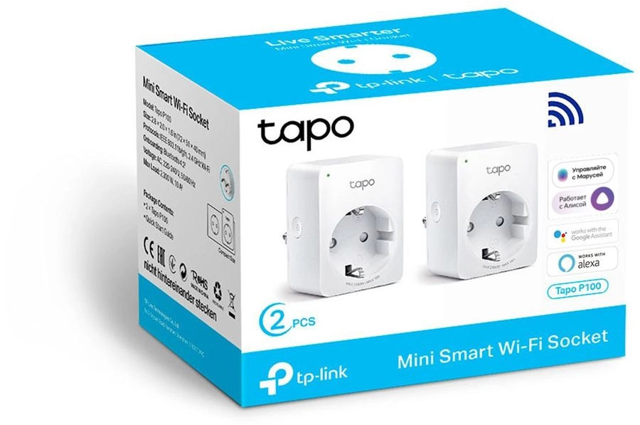 Умная розетка TP-LINK TPL-Tapo P100(2-pack) Mini Smart