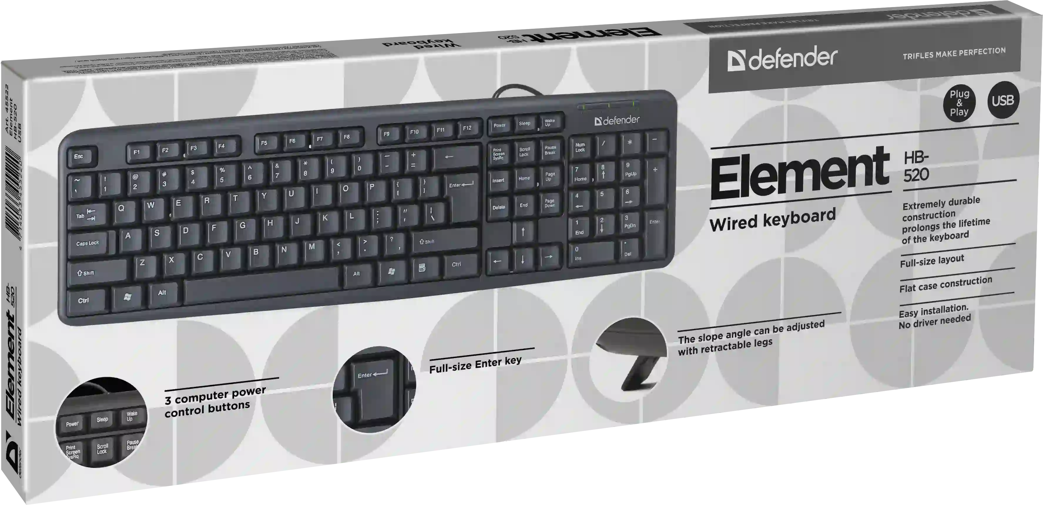 Клавиатура проводная DEFENDER Element HB-520 (45522)