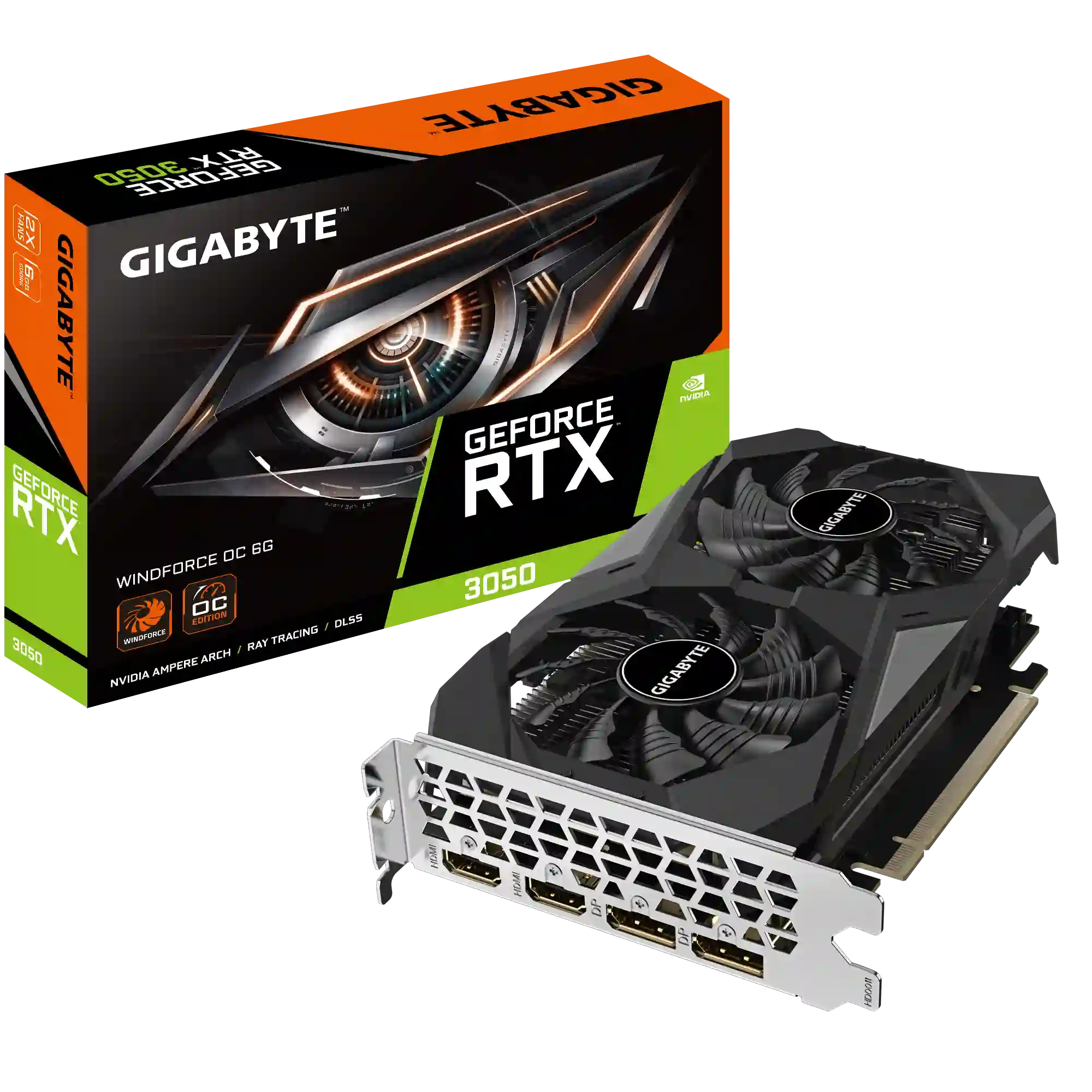 Видеокарта GIGABYTE GeForce RTX 3050 Windforce OC 6Gb (GV-N3050WF2OC-6GD)