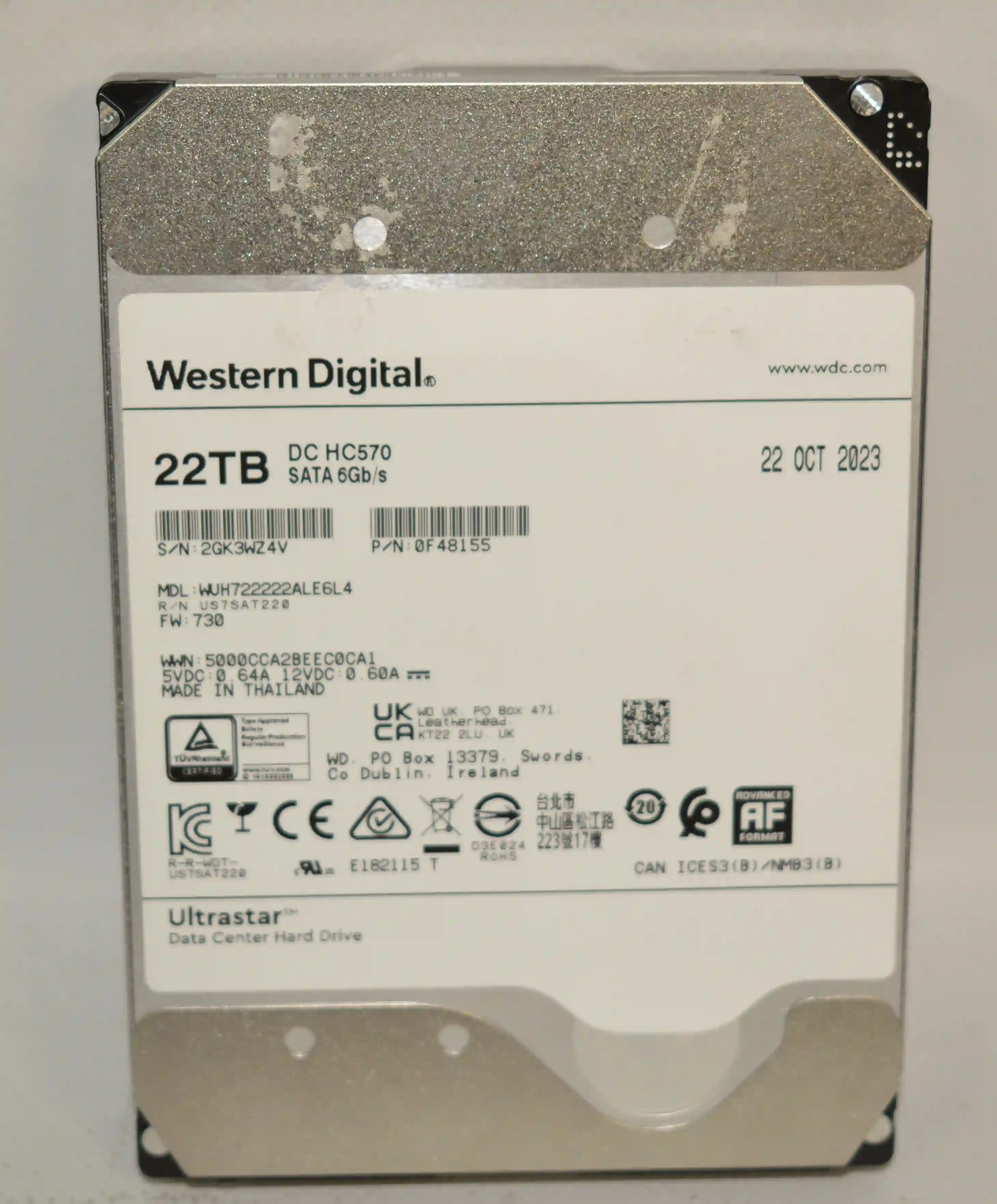 Внутренний HDD диск WD Ultrastar DC HC570 22TB, SATA, 3.5" (WUH722222ALE6L4) k5 000008627