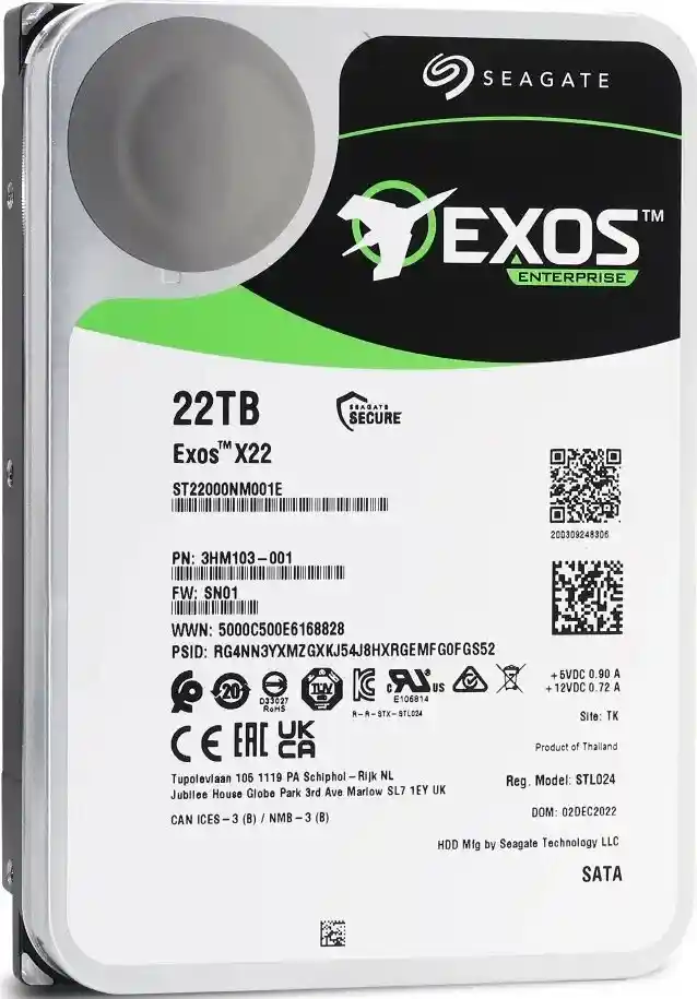 Внутренний HDD диск SEAGATE Exos X22 22TB, SATA3, 3.5" (ST22000NM001E)