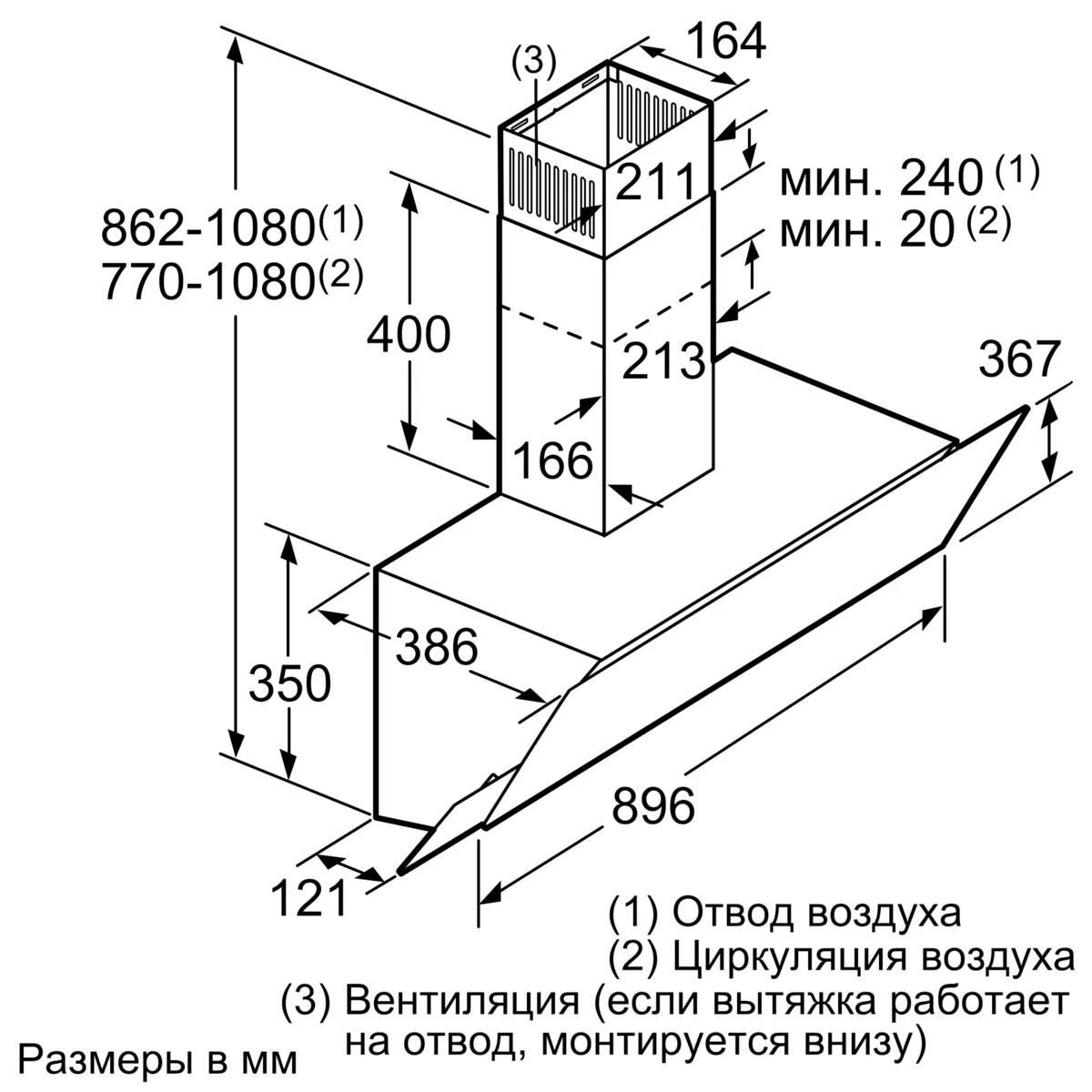 Вытяжка наклонная BOSCH DWK095G60T, черная