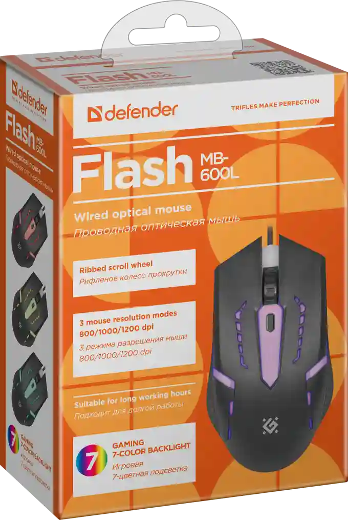 Мышь проводная DEFENDER Flash MB-600L (52600)