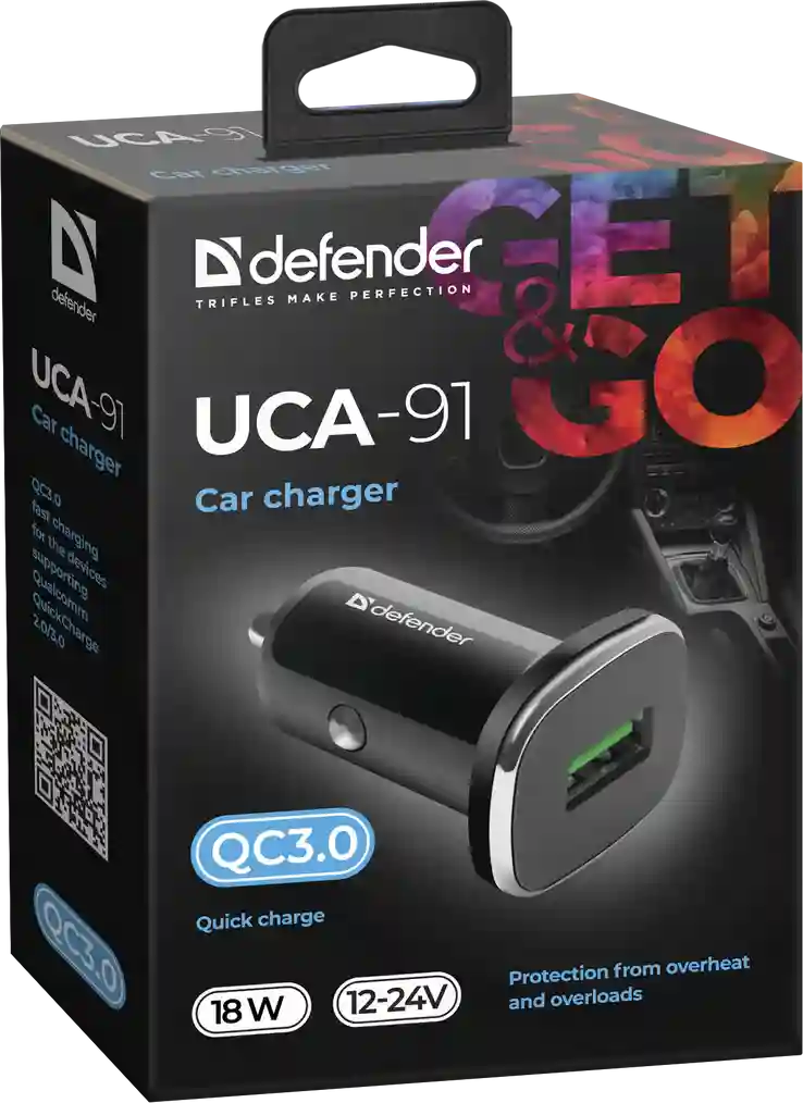 Автомобильное зарядное устройство DEFENDER UCA-91 USB QC3.0 (83830)