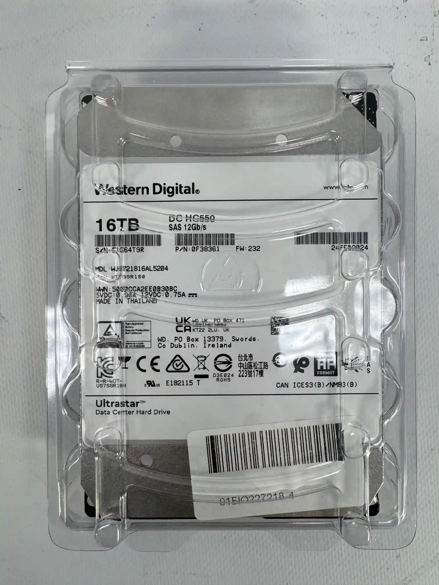 Внутренний HDD диск WD Ultrastar DC HC550 16TB, SAS, 3.5" (WUH721816AL5204) k5 000006515