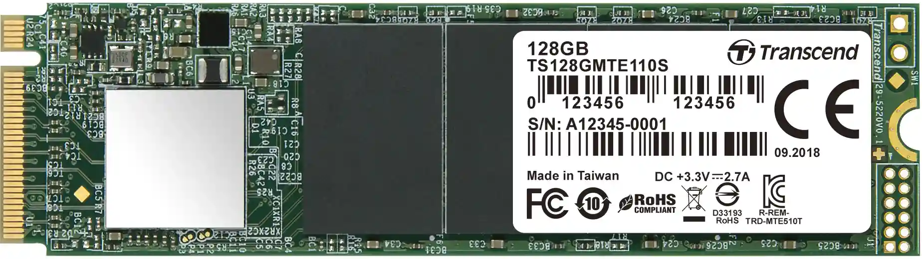 Внутренний SSD диск TRANSCEND 128GB, M.2 (TS128GMTE110S)