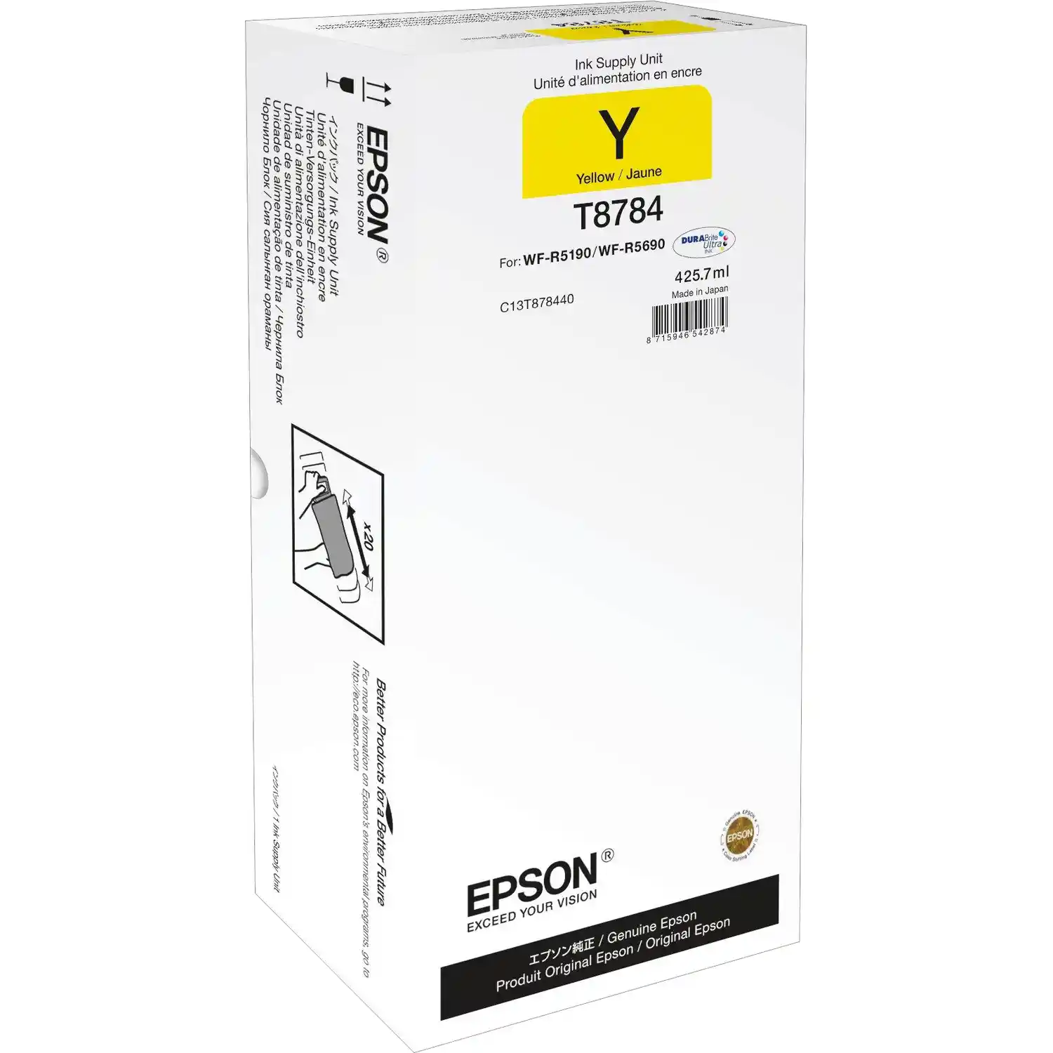 Картридж для струйного принтера EPSON C13T878440 XXL Yellow флягодержатель велосипедный topeak shuttle cage z 3k carbon yellow tcb02