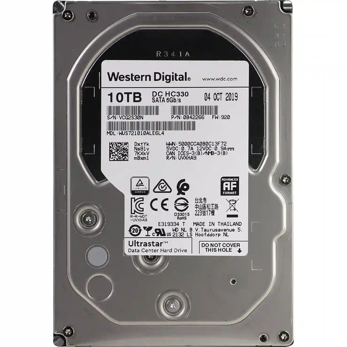 Внутренний HDD диск WD Ultrastar DC HC330 10TB, SATA3, 3.5" (WUS721010ALE6L4)