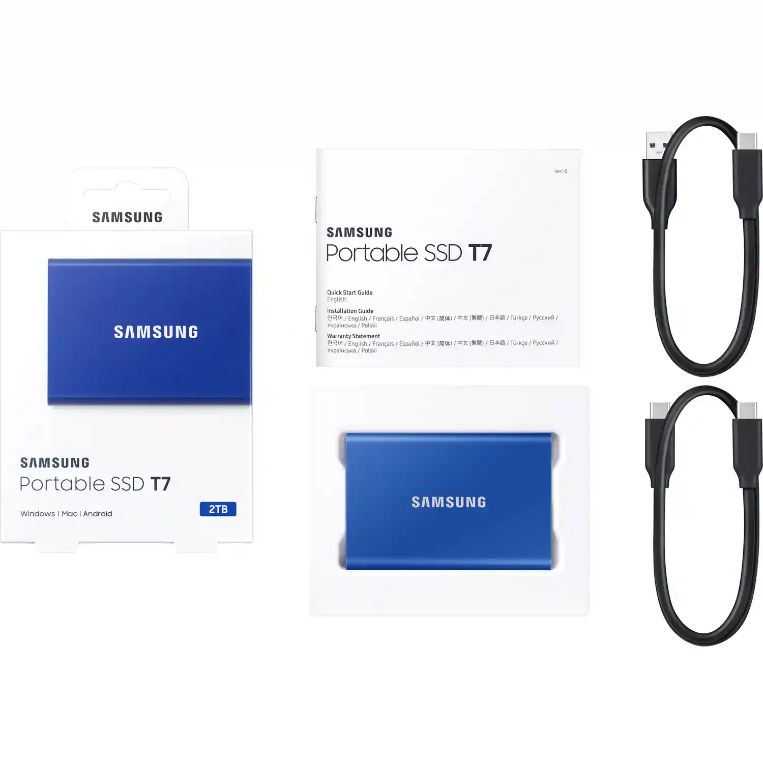 Внешний SSD диск SAMSUNG T7 2TB, USB Type-C, Blue (MU-PC2T0H/WW) PI
