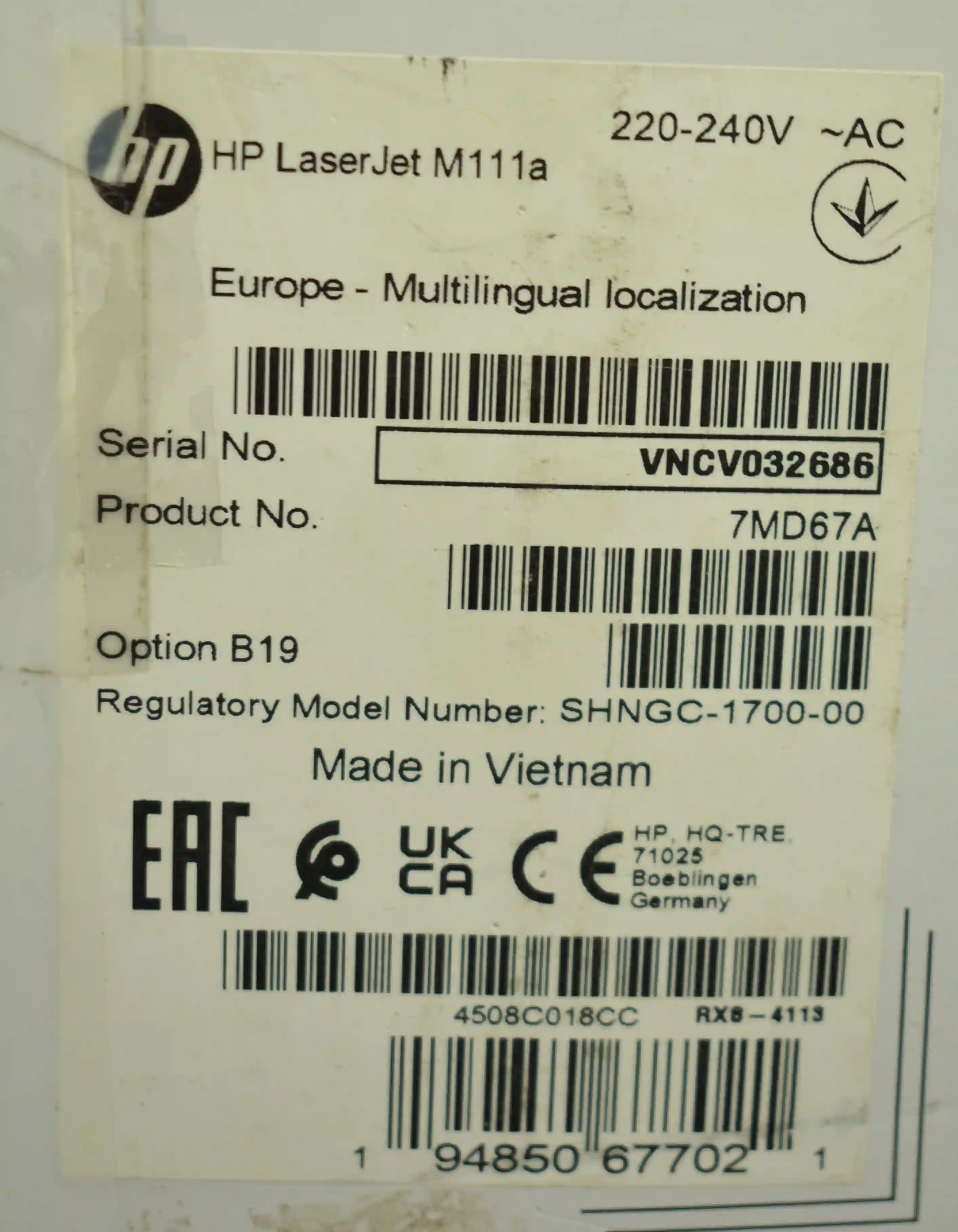 Принтер лазерный HP LaserJet M111a (7MD67A) k8 000012886