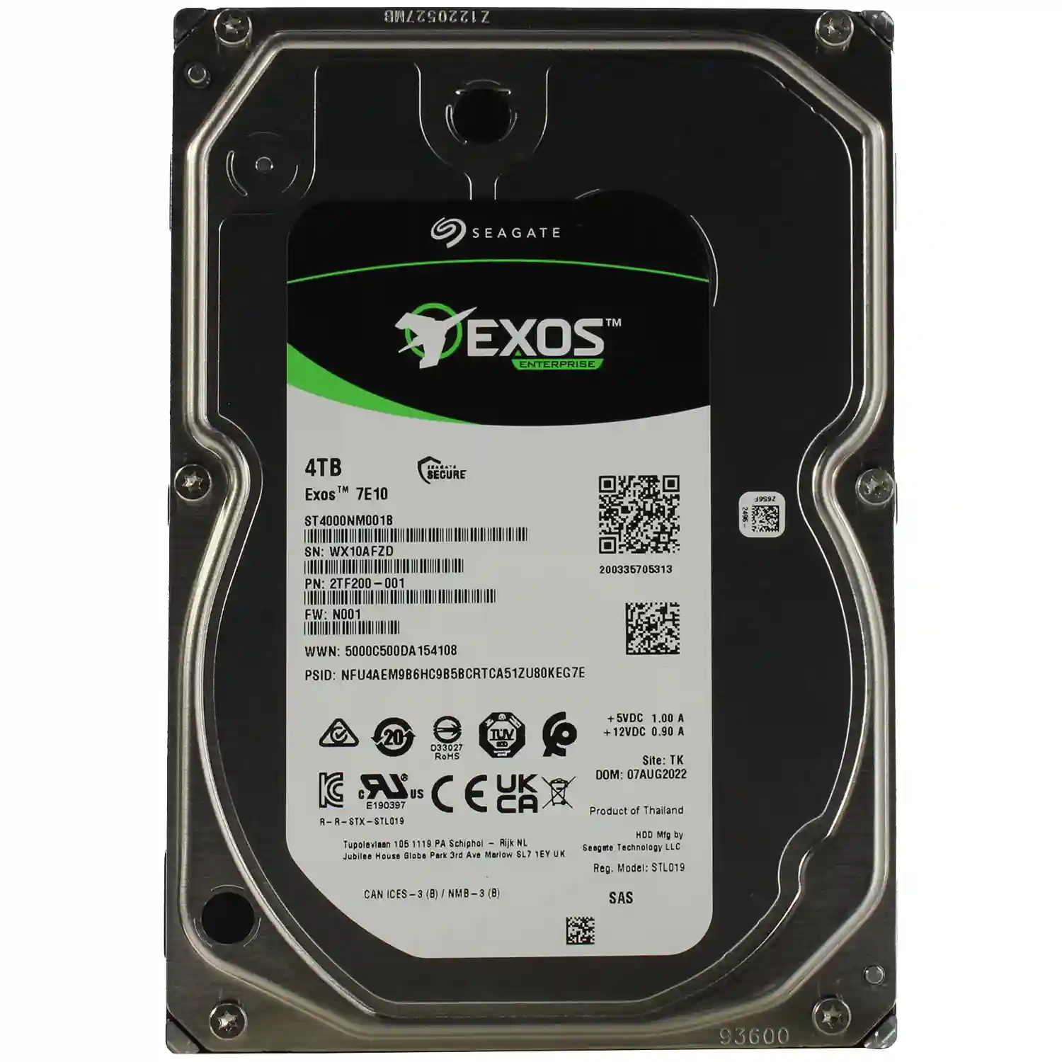 Внутренний HDD диск SEAGATE Exos 7E10 4TB, SAS, 3.5" (ST4000NM001B)