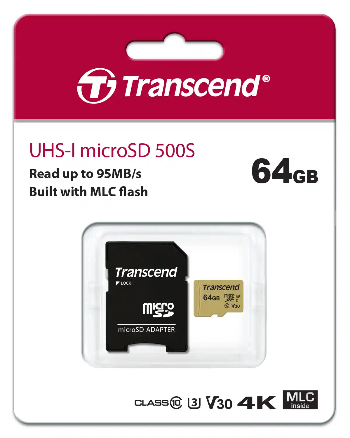 Карта памяти TRANSCEND 500S microSDXC 64GB TS64GUSD500S