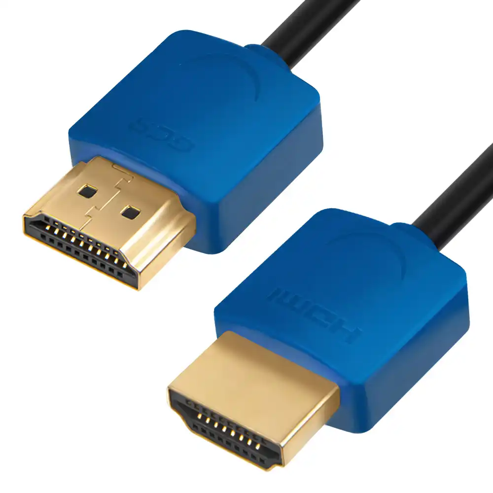 Видеокабель GREENCONNECT HDMI SLIM (GCR-51585) 0.5m, сине-черный