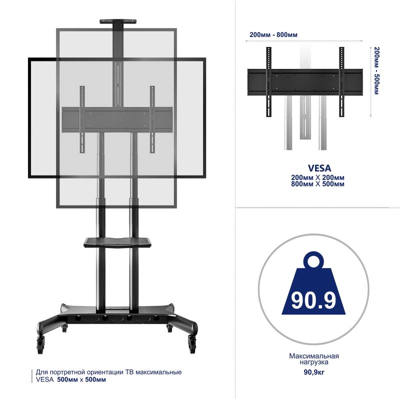 Мобильная стойка ONKRON TS1881 BLACK 