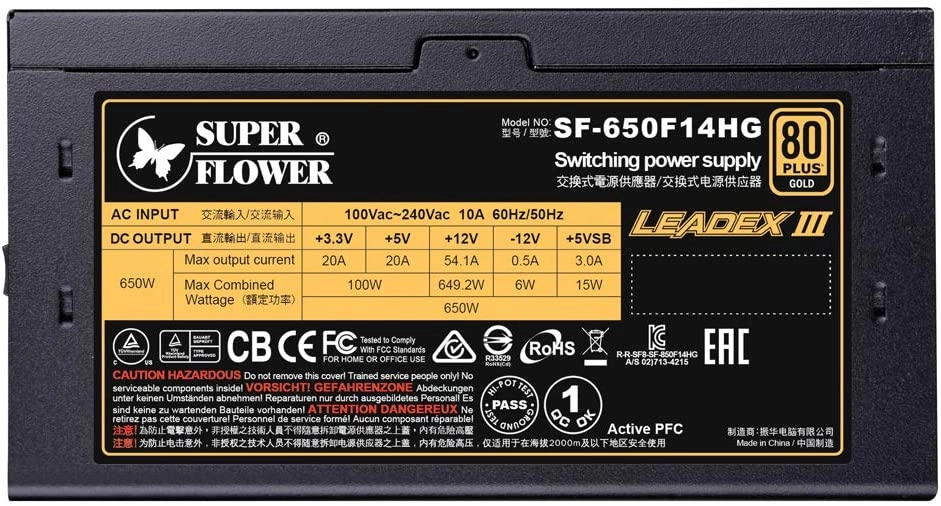 Блок питания для ПК SUPER FLOWER Supply Leadex III Gold 650W (SF-650F14HG)