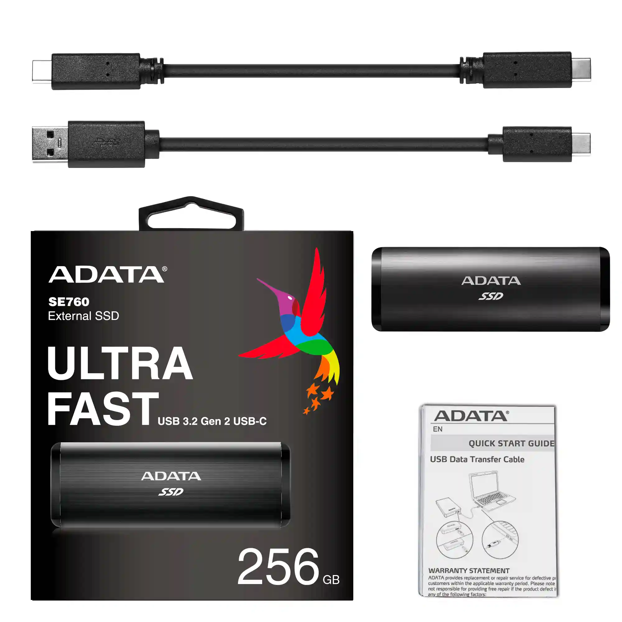 Внешний SSD диск ADATA SE760 256GB USB 3.2 Type-C (ASE760-256GU32G2-CBK)