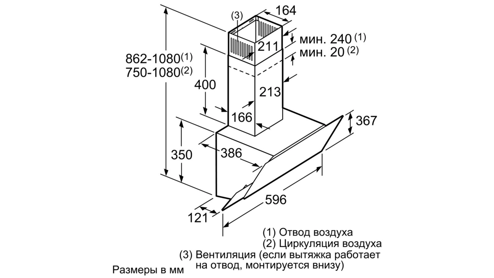 Вытяжка наклонная BOSCH DWK065G60R 